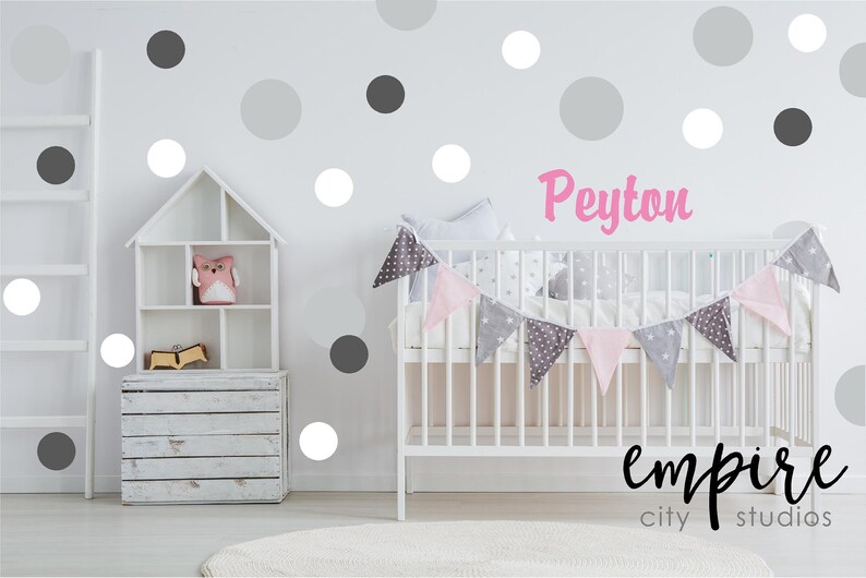 Polka Dots Decal-Circles-Bubbles Stickers-Boys Nursery-Personalization-Custom Name-Dots Vinyl Decals-Wallpaper-Pattern zdjęcie 2