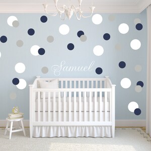 Polka Dots Decal-Circles-Bubbles Stickers-Boys Nursery-Personalization-Custom Name-Dots Vinyl Decals-Wallpaper-Pattern zdjęcie 3