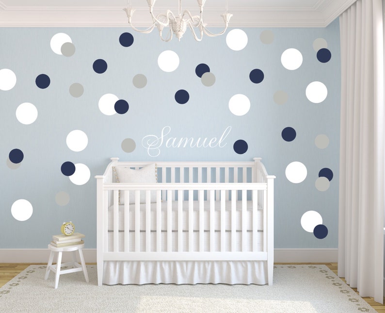 Polka Dots Decal-Circles-Bubbles Stickers-Boys Nursery-Personalization-Custom Name-Dots Vinyl Decals-Wallpaper-Pattern zdjęcie 3
