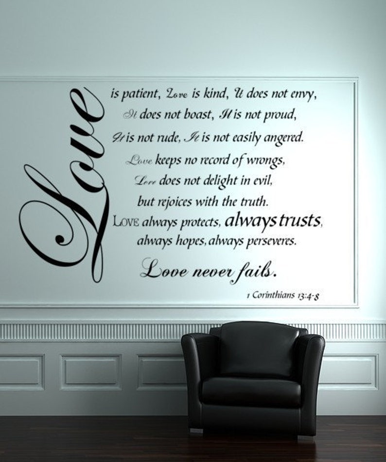 Love is Patient-Love is Kind decal-Bible Verse Wall Decal-1 Corinthians 13-Religious wall decal-Spiritual decal-Shipping Included image 2