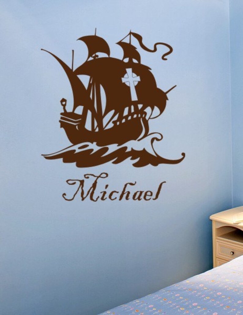 Pirate Ship Wall Decal Personalized Kids Vinyl Wall Art Etsy