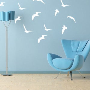 Seagulls Flock Vinyl Decal-Sea gulls Decals-Bird Decals-Tropical Decals-Beach Stickers-Gift for Dads-Seagull Wall Art-Bird Stickers