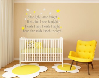 Star Light Star Bright First Star I See Tonight Decal-Nursery Rhyme Decals-Childrens Nursery Rhymes-Stars Decals-SHIPPING INCLUDED