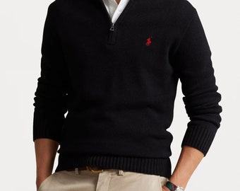 RALPH LAUREN LONG Sleeve Quarter Zip Neck Regular Fit Jumper For Men