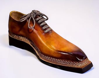 Handmade Quality Brown Leather Oxford Shoes: Italian Style Wedding Dress Shoes