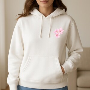 Bloom Lautly Hoodie - Weiß Damen Inspirational Sweatshirt, positive Zitat Blumengrafik, Motivationsgeschenk, Frauen Hoodie, gemütliche Kleidung