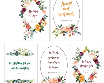 Floral Scripture Cards - Vertical Set