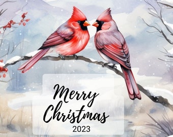 Cartolina di Natale cardinale stampa digitale 5,5 x 8,5 cardinale uccello bianco Natale