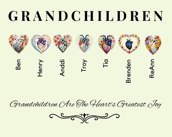 Grandparents Grandchildren Are The Heart's Greatest Joy Personalized Gift from Grandchildren Gift for Mom Custom Print Valentine's Print