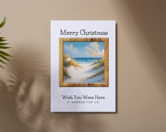 Spiaggia Buon Natale Spiaggia Umorismo Cartolina di Natale Stampa digitale 5,5 x 8,5