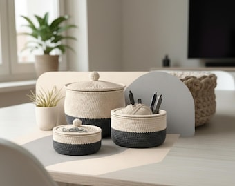 Crochet Basket Set Pattern PDF – 3 Size Nesting Storage Baskets, Beginner Friendly Modern Home Décor Organizer Tutorial