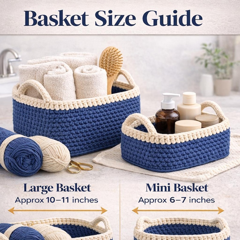 rectangle crochet organizer basket
