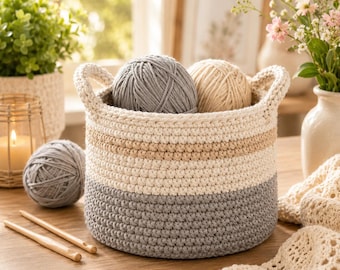 Scalloped Crochet Basket Pattern PDF, Beginner Friendly Storage Basket, Easy Crochet Basket Tutorial, Bulky Yarn Basket, Modern Home Décor