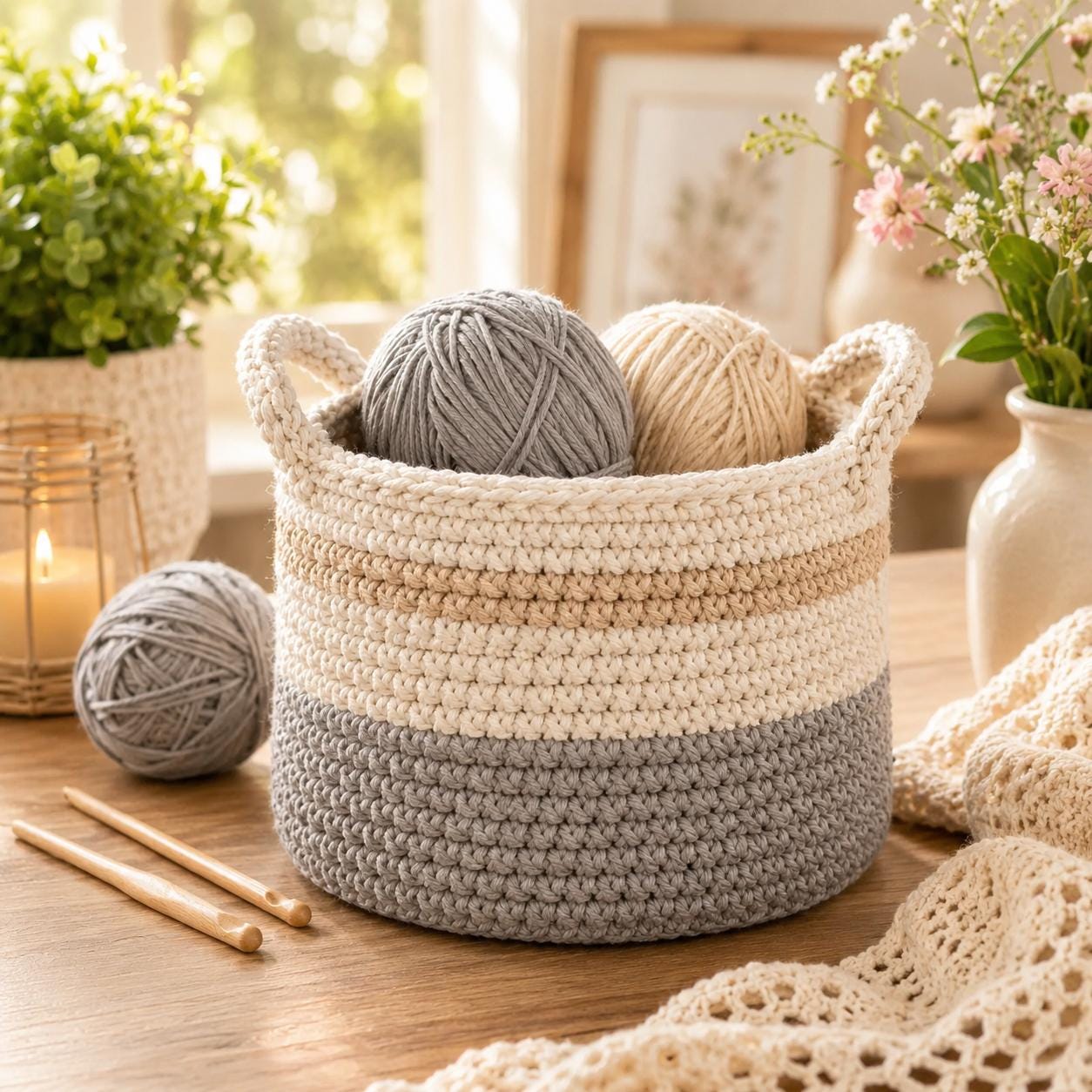 Scalloped Crochet Basket