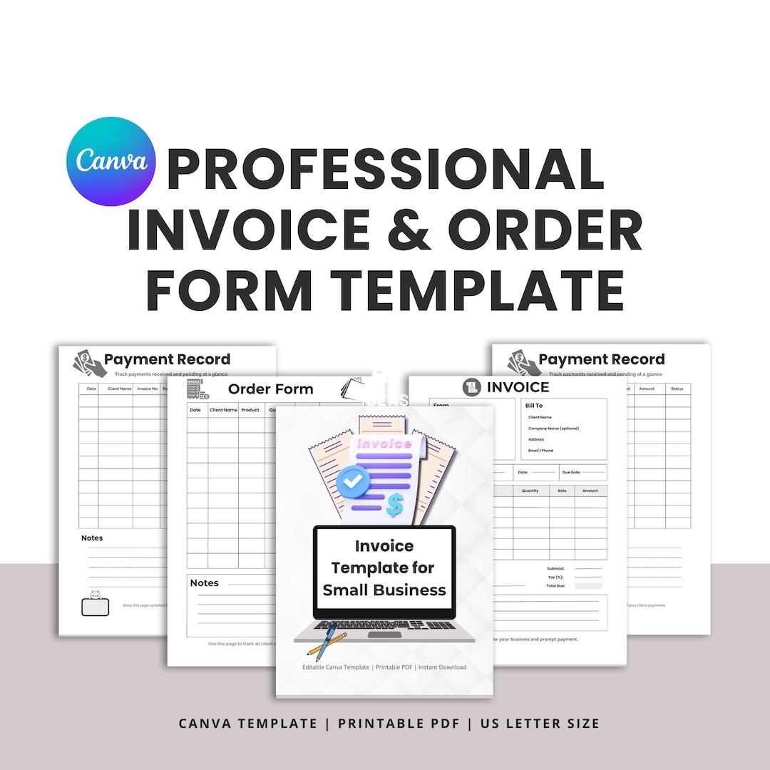 Invoice Template Order Form | Editable Canva | Small Business Invoice ...