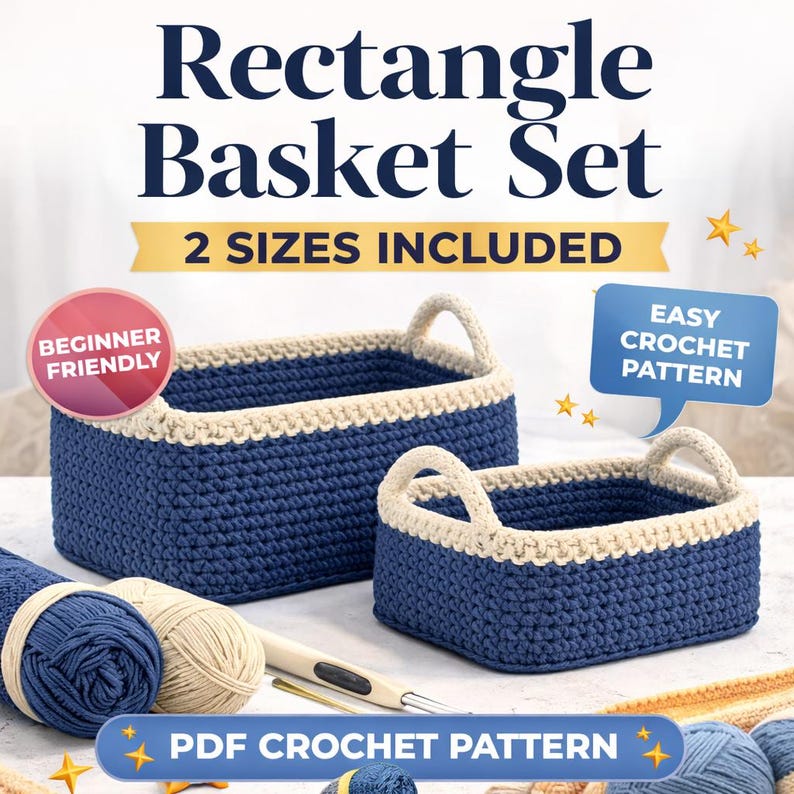 crochet rectangle basket pattern