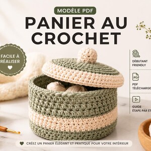 Panier Crochet avec Couvercle PDF, Tutoriel Débutant, Rangement Fait Main, Modèle Téléchargement Instantané