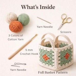 crochet basket pattern pdf, step by step instructions included, beginner friendly crochet guide digital download