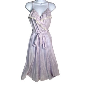Vintage New Raves Lavender Swiss Dot Sun Dress Lace Trim Tie Waist Fits Sz S