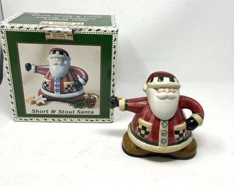 Debbie Mumm Christmas Santa Short & Stout Teapot Tea Pot Sakura With Box