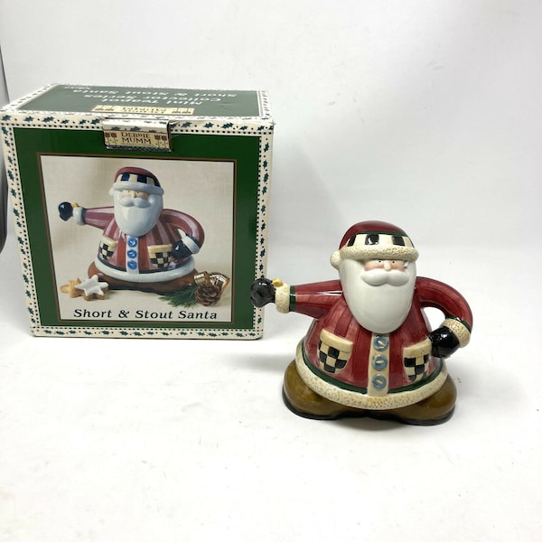 Debbie Mumm Christmas Santa Short & Stout Teapot Tea Pot Sakura With Box