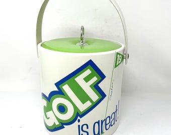 Vintage Golf  Theme Insulated Ice Bucket  With Lid And Tongs Giacalone