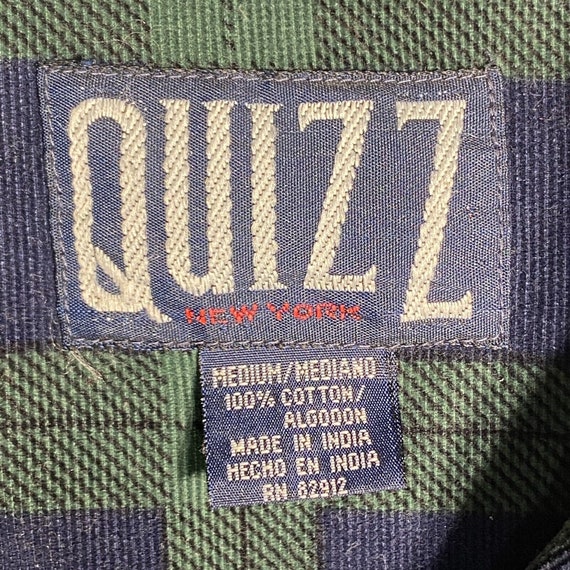 Vintage Quizz Blue Green Tartan Plaid Flannel Zip Shirt Jacket Shacket Women's Medium View 5