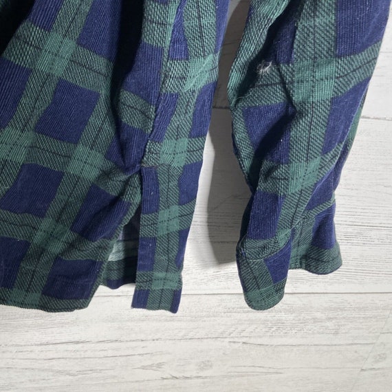 Vintage Quizz Blue Green Tartan Plaid Flannel Zip Shirt Jacket Shacket Women's Medium View 3