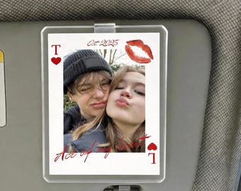 Personalisierte Valentinstag Foto Visier Clip Spielkarte, Drive Safe Ich liebe dich Auto Visier Clip Benutzerdefiniertes Foto, Foto Auto Dekor, Valentinstag Geschenk