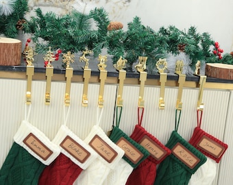 Strumpfhalter für Mantel, Weihnachtsstrumpf-Aufhänger, Strumpfhaken, Weihnachtskaminhaken, Strumpfhalter, Weihnachtsdekor, Messingfarbe