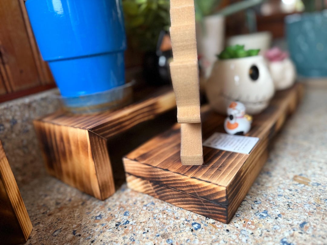 3 Pack - Rustic Burnt Wood Riser Stand: Farmhouse Kitchen & Coffee Bar ...