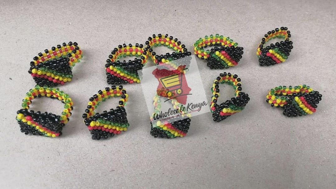 Jamican Candy Rings Wholesale Rings, Beaded Rings, African Rings, Handmade Rings, Jamaican ...