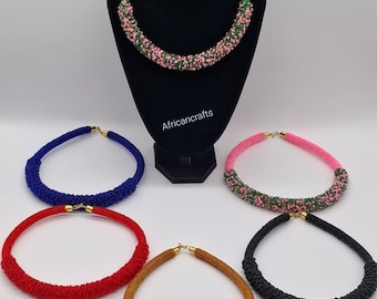 Wholesale Beaded Choker Necklace, Handmade Bead Statement Necklace, African Wedding Jewelry, Gift for Her
