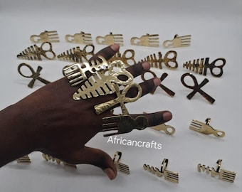 Big African Brass Rings Handmade Symbol Statement Rings Maasai Wholesale Traditional Jewelry