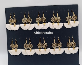 Handmade Bone & Brass Dangle Earrings African Wholesale Statement Earring Brass Drop Dangles Boho Jewelry