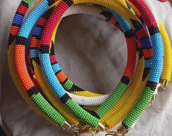 Wholesale Colourful Beaded Maasai Necklace, Traditional Handmade African Choker Jewelries