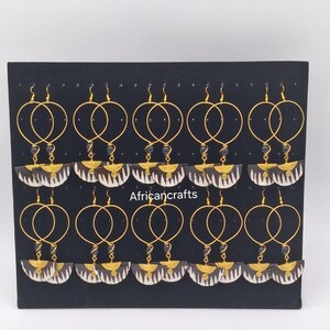 Pendientes de latón y hueso hechos a mano, pendientes africanos zulúes, accesorios tribales artesanales para mujeres masái al por mayor.