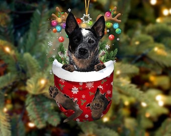 Blue Heeler Christmas Ornament – Acrylic Cattle Dog Holiday Decor