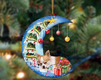 Chihuahua Christmas Ornament – Sleeping Dog on Moon, Holiday Pet Keepsake