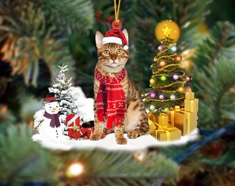 Bengal Cat Christmas Ornament, Spotted Holiday Decor