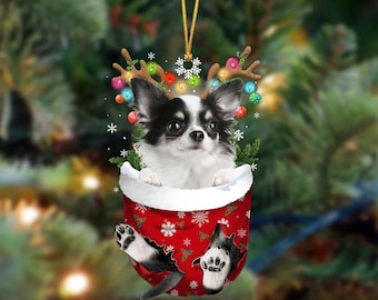 Long Haired Chihuahua Christmas Ornament - Double Sided Holiday Decoration