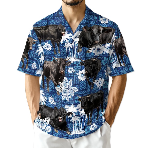 Black Angus Cattle Hawaiian Shirt, Angus Cow Aloha Shirt, Ranch Farm Shirt, Cattle Lover Hawaiian Shirt, Unisex S-5XL