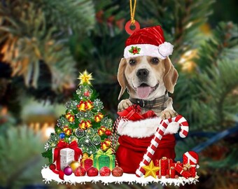 Beagle-kerstornament, hondencadeauzakje, acryl vakantiedecoratie