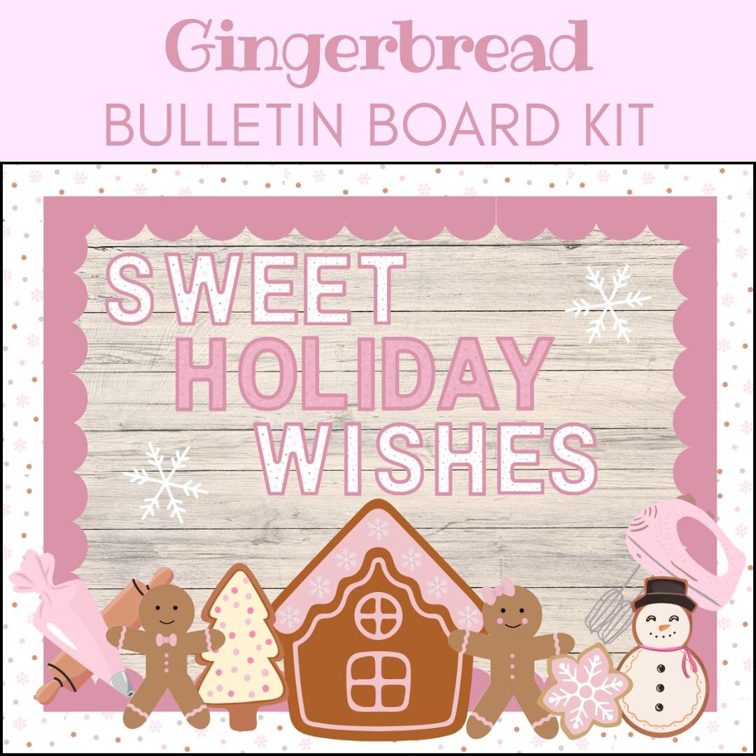 Gingerbread Bulletin Board Kit | Pink Winter Classroom Decor (digital ...