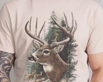 Vintage Majestic Buck Deer T-shirt | 90s Grunge Retro Forest Antler Wildlife, Comfort Colors Shirt