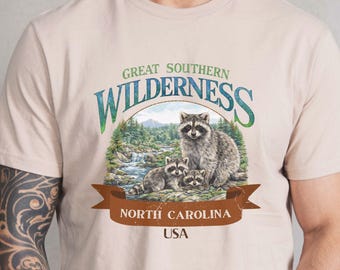 Vintage North Carolina Raccoon Tee | State Nature Apparel, Old North T-Shirt, Tripping shirt