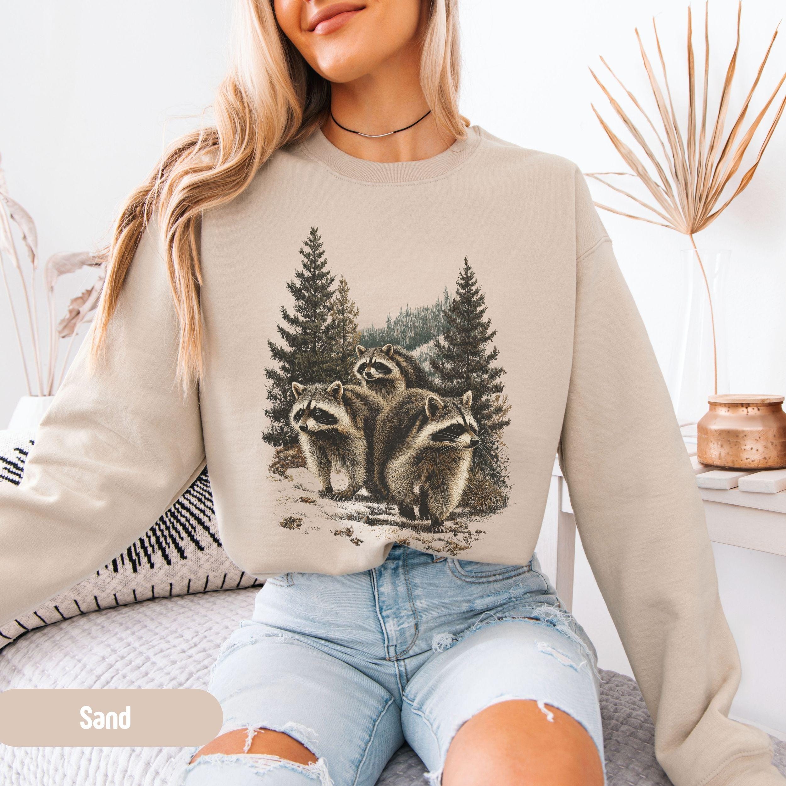90s Vintage Raccoon Trio Pines Sweatshirt Woodland Animal Crewneck