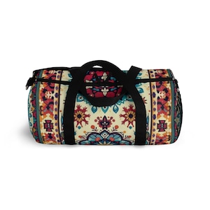 Boho Vibrant Floral Duffel Bag | Travel, Gym, Weekender, Sport, Yoga, Bohemian Style