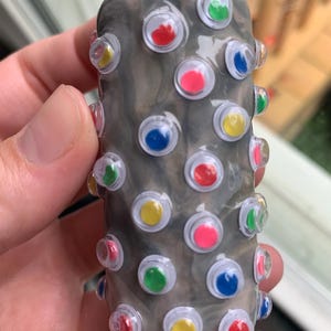 Handmade Polymer Clay Lighter Case – [Gray with Googly Eyes] – Fits Bic – Boho Refillable Cover – Unique Gift for Smoker