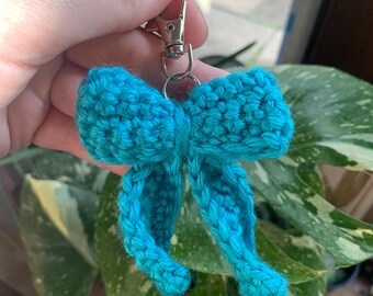 Handmade Crochet Bow Keychain | Cute Bag Charm | Gift for Her | Custom Colors